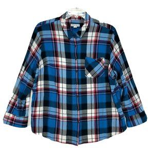 Ava & Viv Rayon Shirt Womens 3X XXXL Blue White